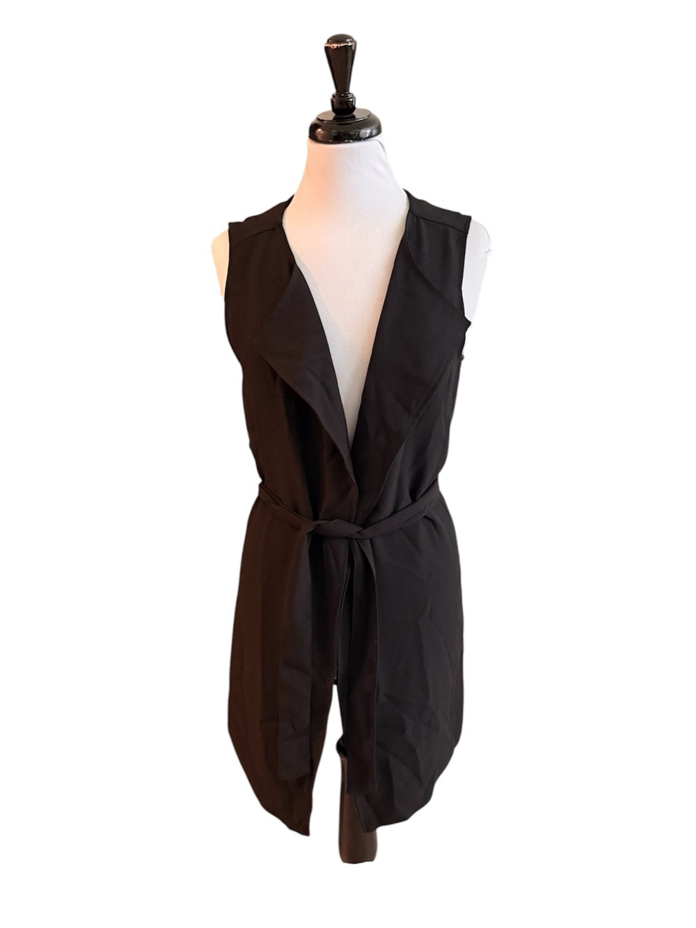 Halogen Sleeveless Black Tie-Waist Duster Vest Size. XS